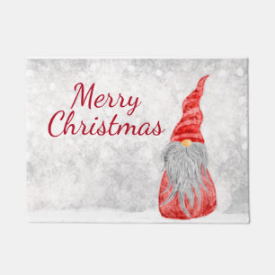 Santa Claus Gnome on Snowy Field Doormat