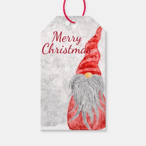 Santa Claus Gnome on Snowy Field  Gift Tags