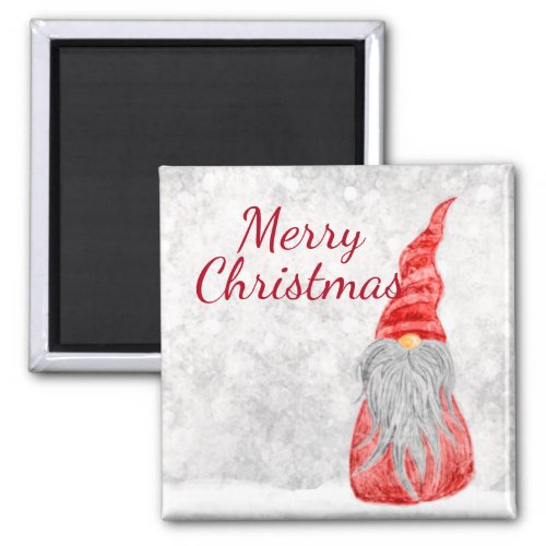 Santa Claus Gnome on Snowy Field  Magnet