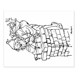 Santa Claus going down the chimney Rubber Stamp