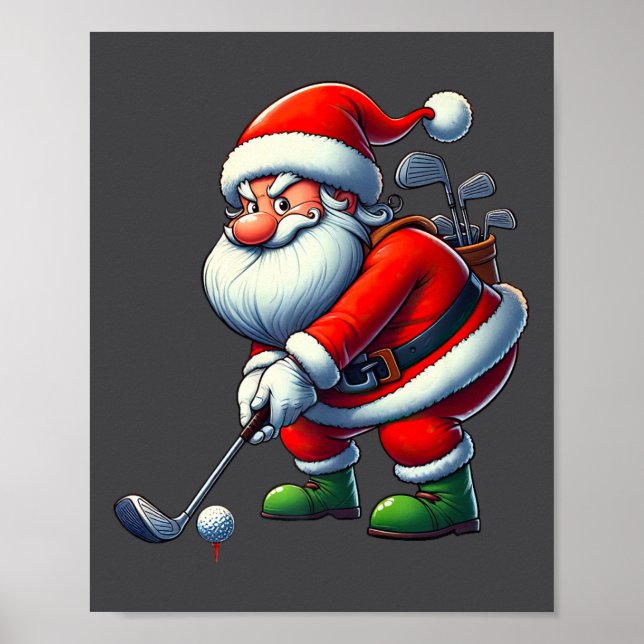 Santa Claus Golf Player Christmas Xmas Sport  Poster (Front)
