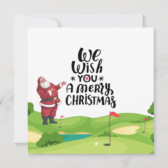 Santa Claus Golfer Merry Christmas at golf course  Card (Front)
