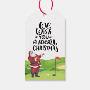 Santa Claus Golfer Merry Christmas at golf course Gift Tags