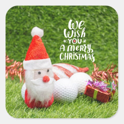  Santa Claus golfer Merry Christmas  Square Sticker