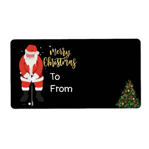 Santa Claus golfing Christmas Holiday Funny  golf  Label