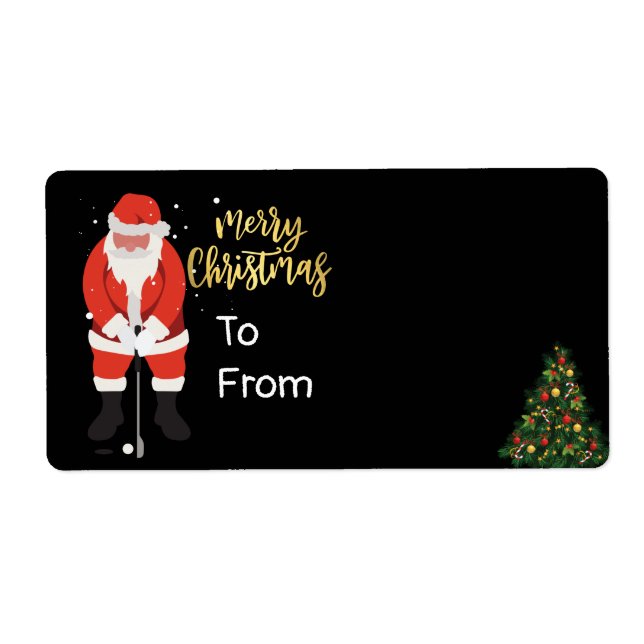 Santa Claus golfing Christmas Holiday Funny  golf  Label (Front)