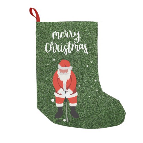 Santa Claus golfing on Christmas Gift for golfer Small Christmas Stocking