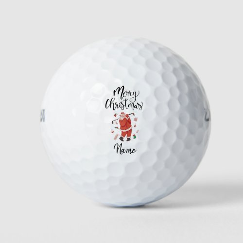 Santa Claus golfing with Christmas Gift for Golfer Golf Balls