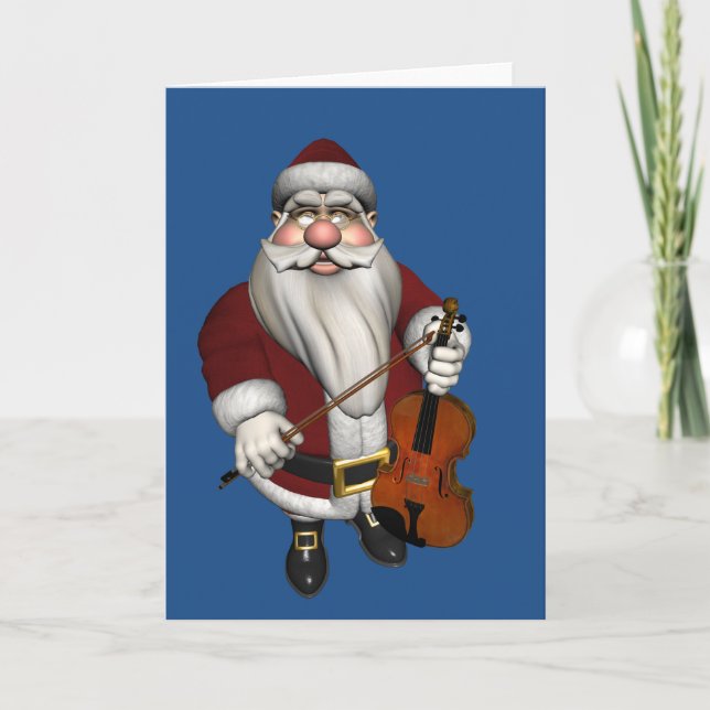 Santa Claus Great Violinist Holiday Card (Front)