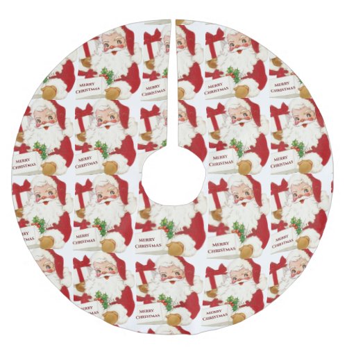 Santa Claus Green Holly Merry Christmas Gifts Brushed Polyester Tree Skirt