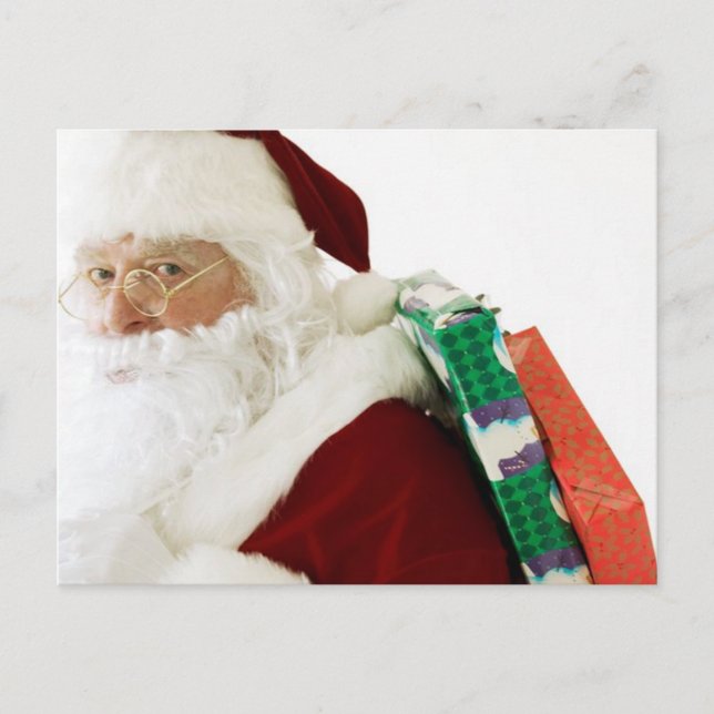 Santa Claus Greeting Cards, Postcards, Stickers Holiday Postcard (Front)