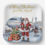 Santa Claus greeting from airport  Paper Plates