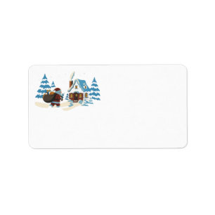 Santa Claus guest and gift  Label