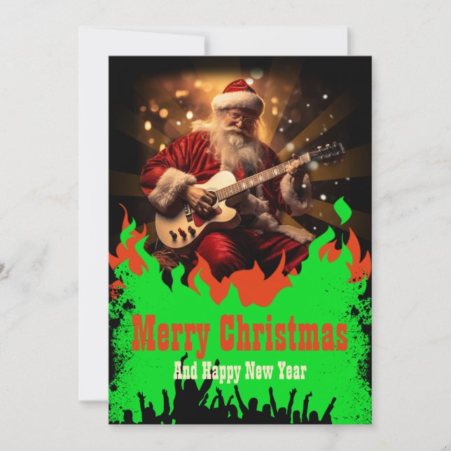 Santa Claus Guitar Holiday Card (Front)