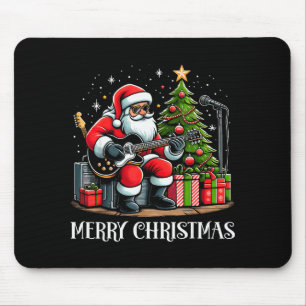 Santa Claus Guitarist Merry Christmas Funny Guitar Mouse Pad