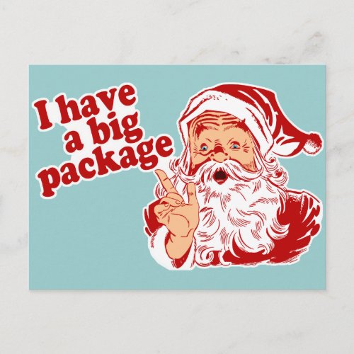 Santa Claus has a big package Holiday Postcard