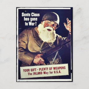 Santa Claus Has Gone To War Holiday Postcard