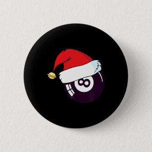 Santa Claus Hat Billiards 8 Ll Christmas  Button