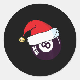 Santa Claus Hat Billiards 8 Ll Christmas  Classic Round Sticker