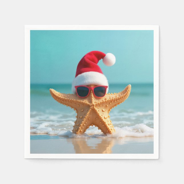 Santa Claus Hat On a Starfish Napkins (Front)