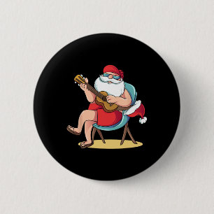 Santa Claus Hawaian Guitar Christmas In July Button