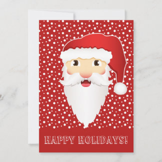 Santa Claus Head On Red Happy Holidays Holiday Card