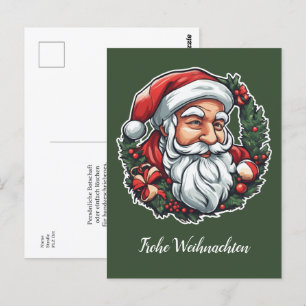 Santa Claus head with wreath - Postcard
