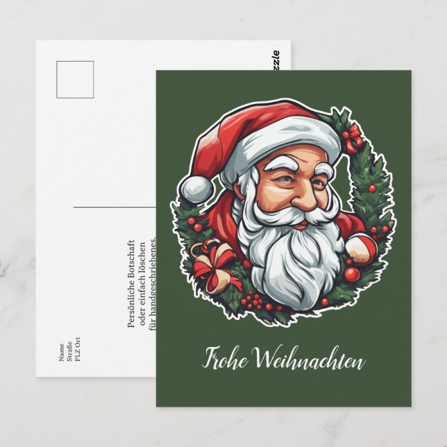 Santa Claus head with wreath -  Postcard (Front/Back)