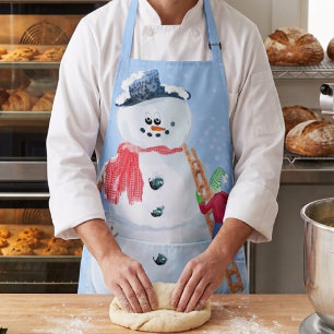 Santa Claus Helper Building A Silly Snowman Apron