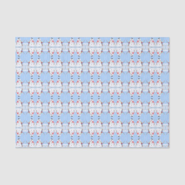 Santa Claus Helper Building A Silly Snowman Tissue Paper (Front)