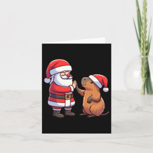 Santa Claus High-fiving Capybara Christmas Toddler Card