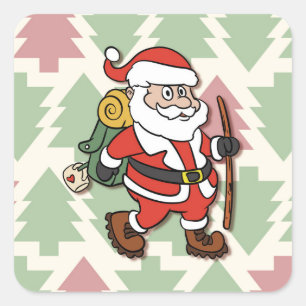 Santa Claus hiker Square Sticker