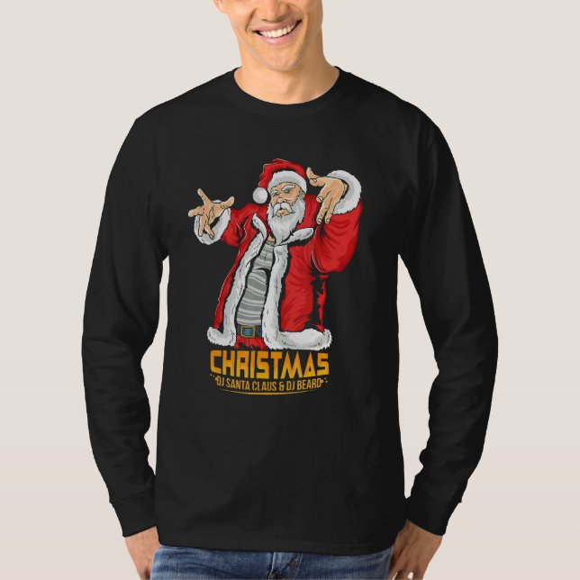 Santa Claus Hip Hop DJ Music Xmas Pajama Christmas T-Shirt (Front)