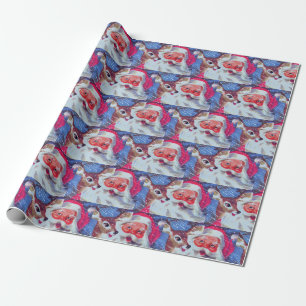 Santa Claus & his Reindeer Christmas wrapping pape Wrapping Paper