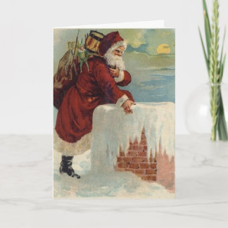 Santa Claus & His Reindeer Holiday Card
