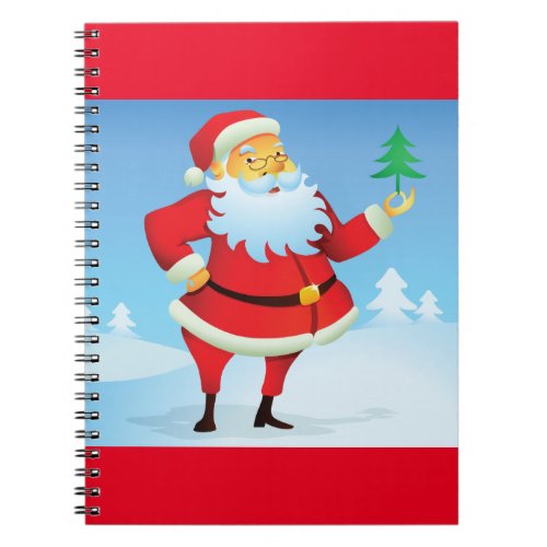 Santa Claus Holding A Tree Notebook