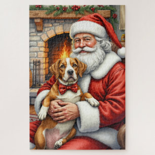 Santa Claus Holding American Staffordshire Terrier Jigsaw Puzzle