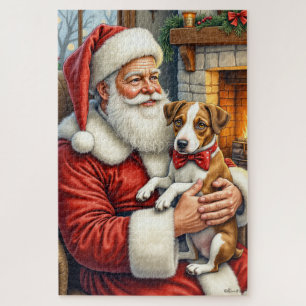 Santa Claus Holding Chesapeake Bay Terrier Jigsaw Puzzle