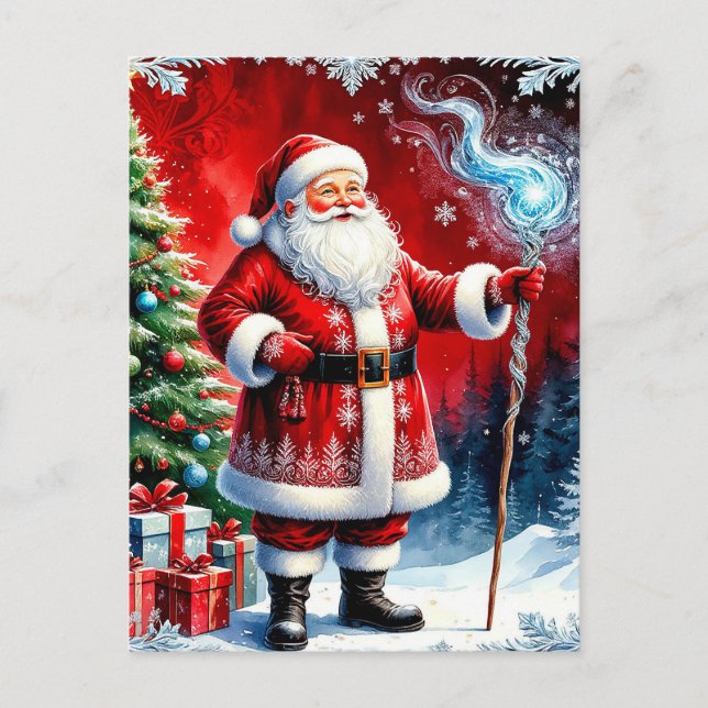 Santa Claus Holding Magic Staff Postcard (Front)