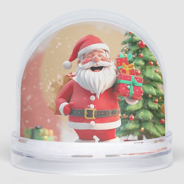 Santa Claus Holding Present Snow Globe (Front)