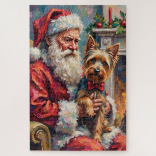 Santa Claus Holding Yorkshire Terrier Christmas Jigsaw Puzzle