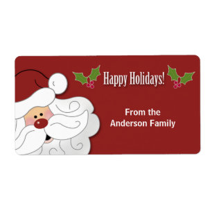 Santa Claus Holiday Baking / Cookie Sticker (Red)