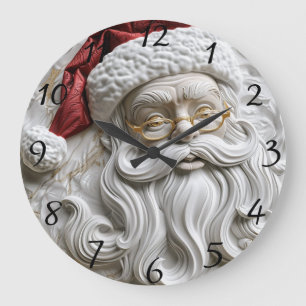 Santa Claus holiday relief art Large Clock