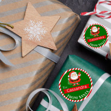 Santa Claus Holiday Round Gift Seal