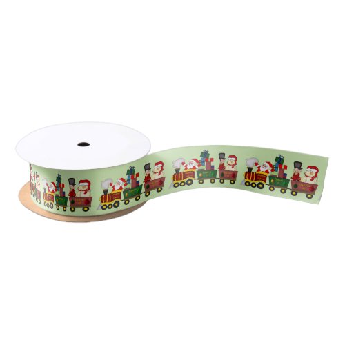 Santa Claus Holiday Train Satin Ribbon