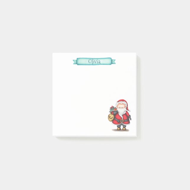 Santa Claus Holidays Personalized Post-it Notes (Front)