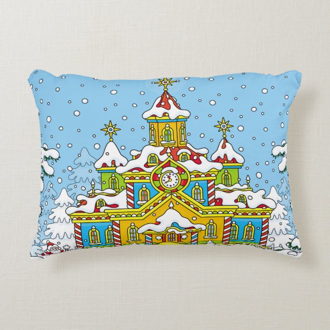 Santa Claus housesanta,claus,house,winter,frost,gr Accent Pillow (Front)
