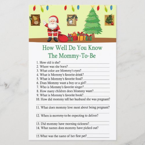Santa Claus how well do you know baby shower