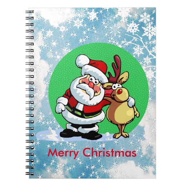 Santa Claus hugging with reindeer Notebook (Front)