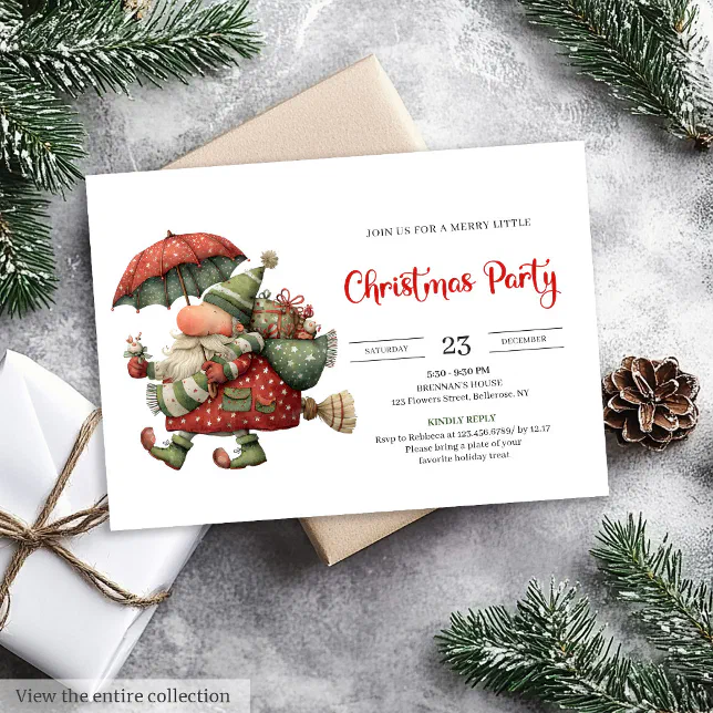 Santa Comic Invitations Santa Claus Humor Red Green Festive Printable Invitation | Zazzle